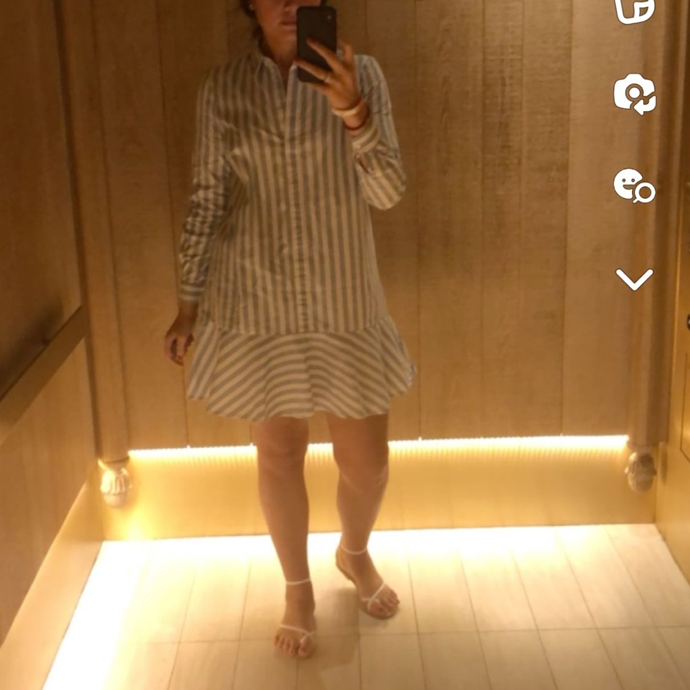 Mini Dress Peplum Hem Stripe